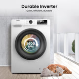 Hisense 1Q Series WF1Q9041BW Freestanding 9 KG Front Load Washing Durable Inverter Machine, Steam Wash, Quick Wash, 15 Washing Programs 1400 RPM White - Energy Rating A