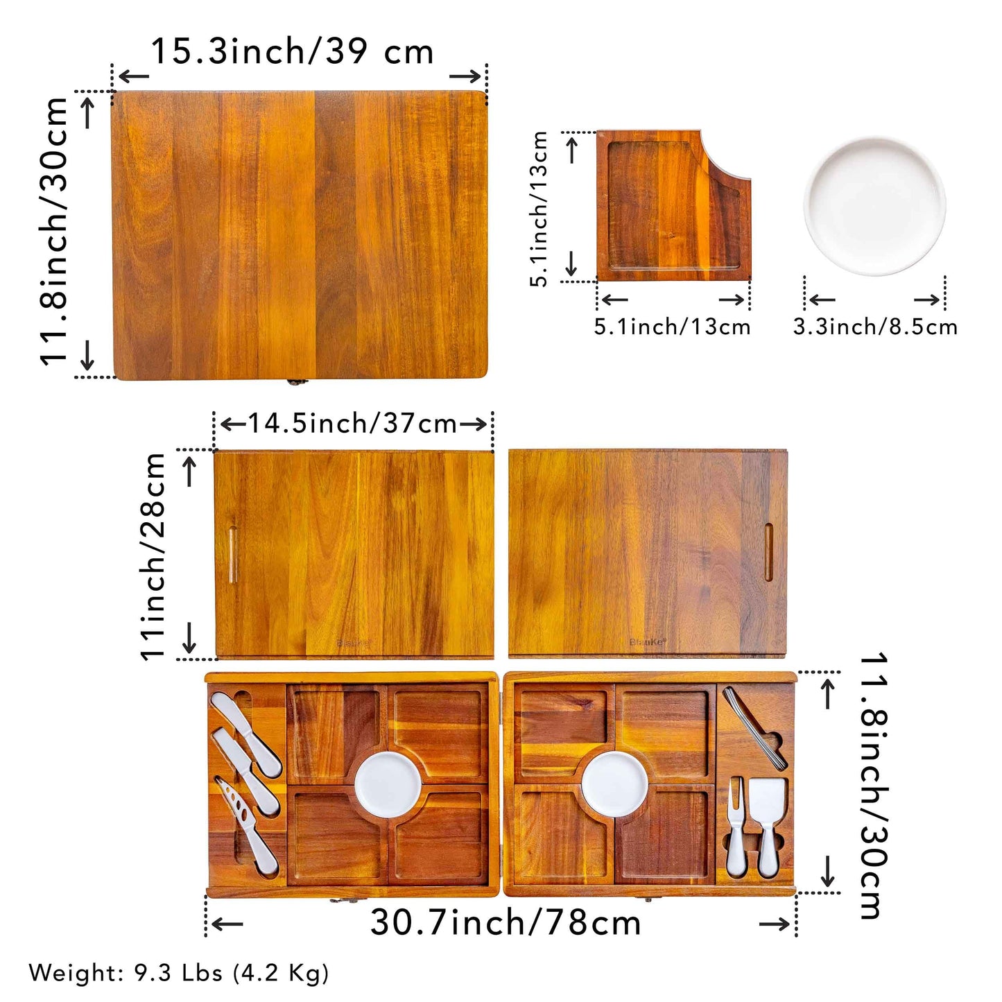 Wooden Cheese Board and Knife Set for Big Parties - Large Wooden Serving Board/Tray of Acacia, an Upgrade from Bamboo Charcuterie Boards - Serving Platters with Cheese Knives - Any Occasion Gift Set