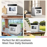 COMFEE' Table Top Dishwasher 7+3 Programs Mini Tabletop Dishwasher No Plumbing, 6L Built-in Water Tank, Hygiene Wash, Auto Door Open Drying, Baby Care, Energy Class D- White