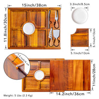 Wooden Cheese Board and Knife Set - Wooden Serving Board/Tray Made of Acacia, an Upgrade from Bamboo Charcuterie Boards - Includes Serving Platters and Cheese Knives - Any Occasion Gift Set - BlauKe®