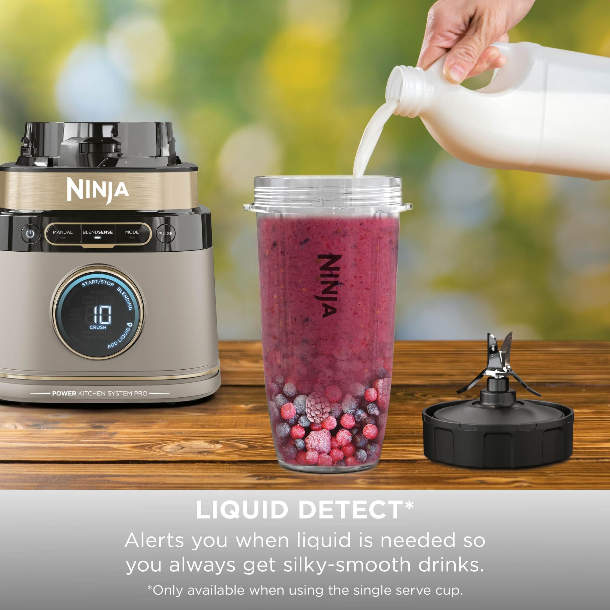 Ninja 3-in-1 Detect Power Blender Processor Pro, Powerful 1200W Blender, Food Processor Bowl, Dough Blade, 2x Single Serve Cups, Jug, Make Pizza Dough, Blend, Chop & Mix, Stone Gold, TB401UKSTGD