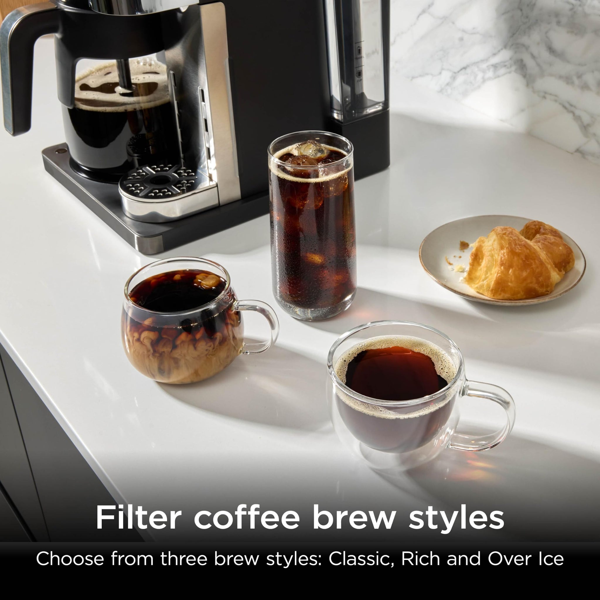 Ninja Prestige 2-in-1 Filter Coffee and Pod Capsule Machine with Built-in Milk Frother, Make Lattes, Iced Coffee and Flat Whites, Gunmetal CFN802UKGM
