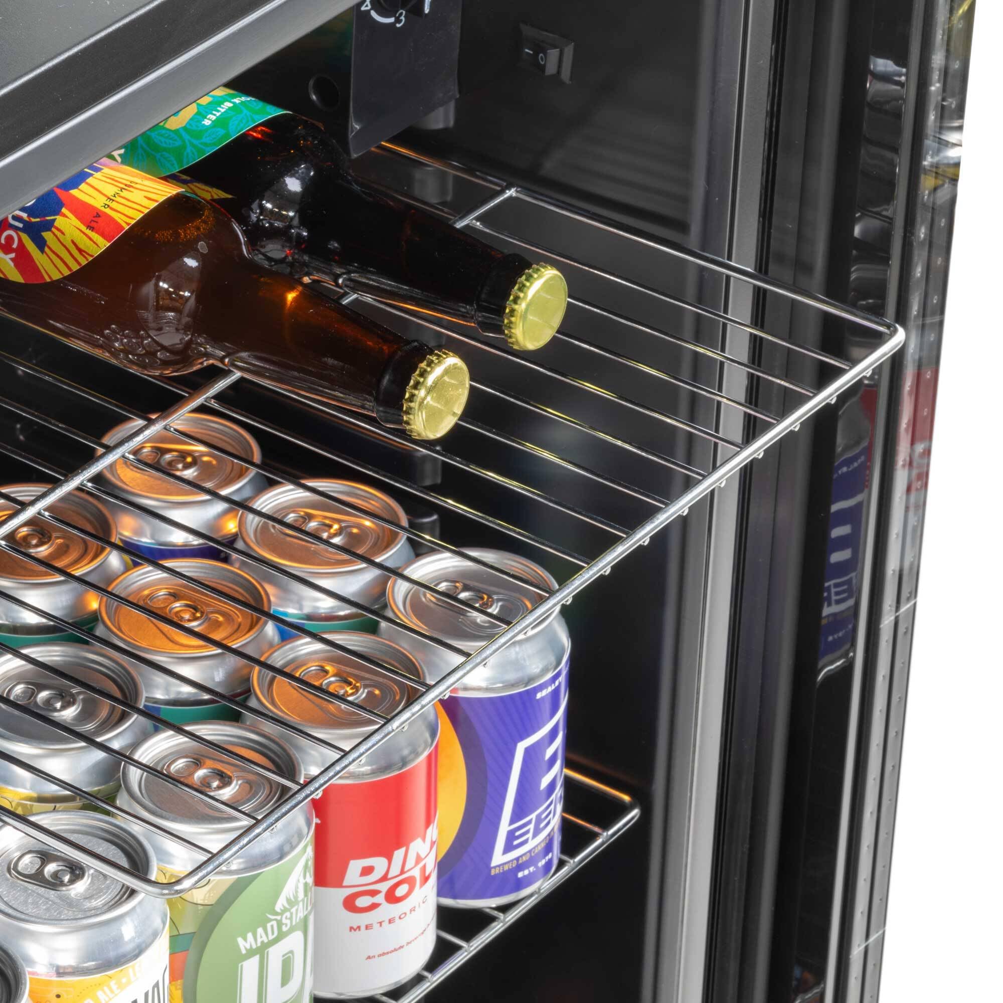 Dellonda Baridi Undercounter Drinks, Beer & Wine Fridge with Wire Shelves, Internal Light & Security Lock 85L, Black - DH13