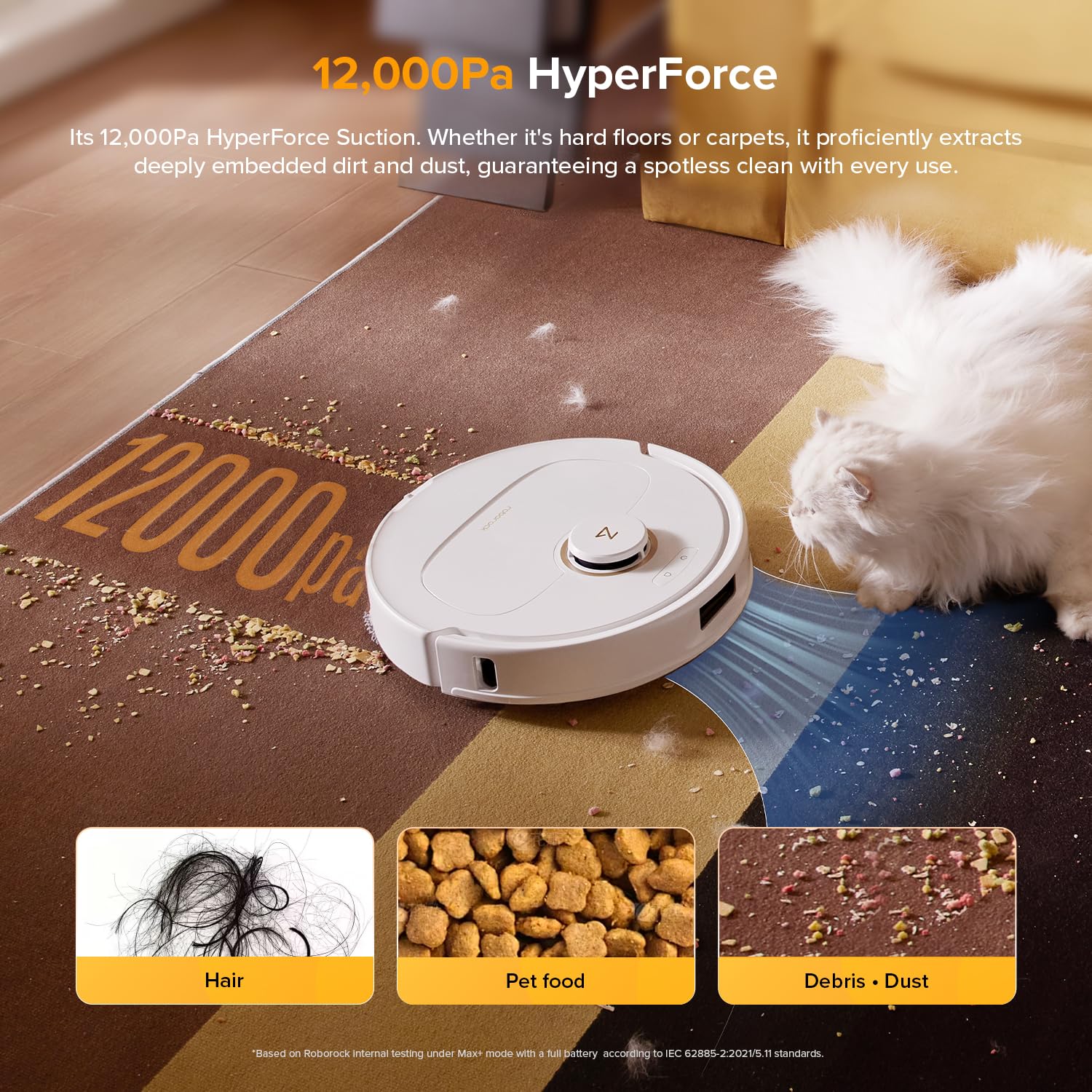 roborock Qrevo S5V Robot Vacuum Cleaner with Mop, FlexiArm Edge Mopping, 12,000Pa Suction, Dual Zero-Tangle System, Smart Obstacle Avoidance, 10mm Mop Lifting, All-in-One Dock, White