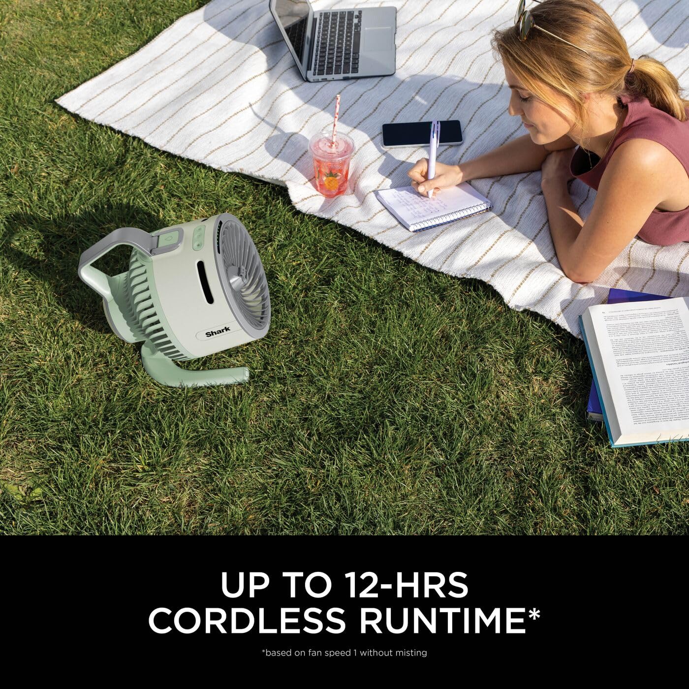 Shark FlexBreeze HydroGo Cordless Fan, Powerful Portable Fan with Misting, Indoor & Outdoor Cooling, Quiet & Durable, Compact & Lightweight, 5 Speed Settings, Mint FA050UKGN