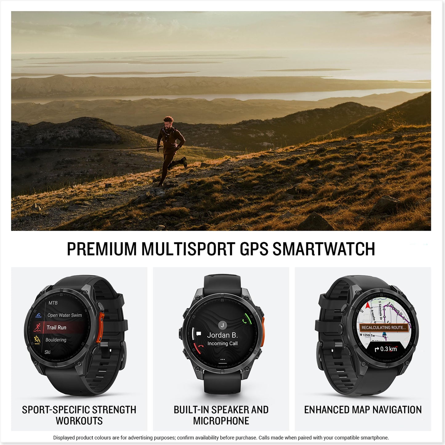 Garmin fēnix 8, 47mm Premium GPS smartwatch, AMOLED touchscreen, multisport, advanced health & training features,built-in LED flashlight, adventure watch with up to 16 days battery life, Slate Grey