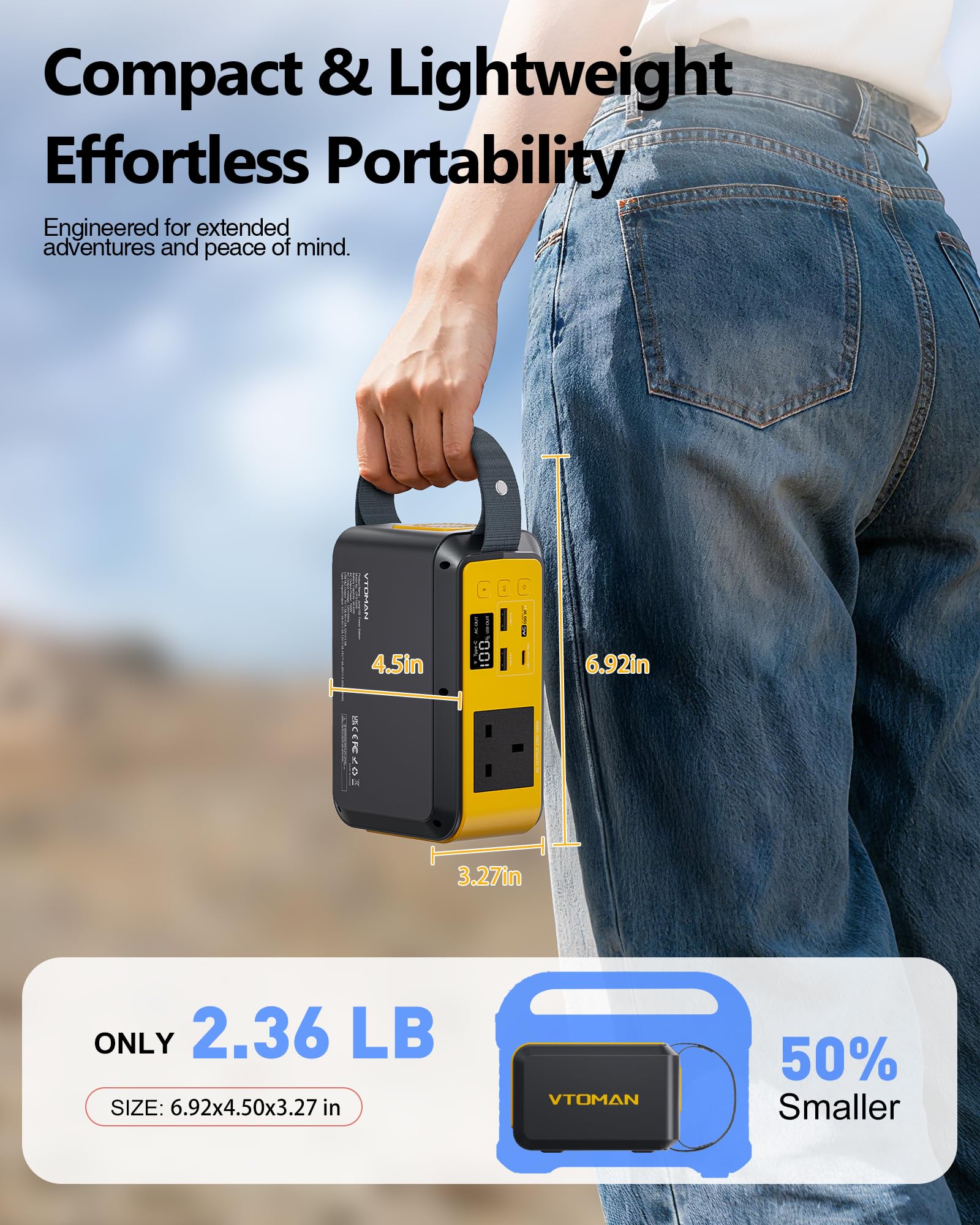 VTOMAN Jump 100 Portable Power Station 100W-89.6Wh Solar Generator LiFePO4 Battery Power Station, AC 100W(peak 200W) Outlet and PD 65W Fast Charge, Fast Charging for Camping, Emergency,Home Backup