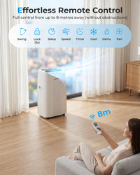 LEENON 14000 BTU Air Conditioning Unit, Portable Air Conditioner, Powerful 4-in-1 AC Unit Dehumidifier Fan & Sleep Mode, Aircon Unit with 24H Timer,Auto-Swing, Remote Control, Exhaust Hose