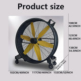 KIBONCY High Velocity Heavy Duty Metal Drum Fan, Industrial Floor Fan, With 360° Adjustable Tilt, For Commercial, Factory, Basement B