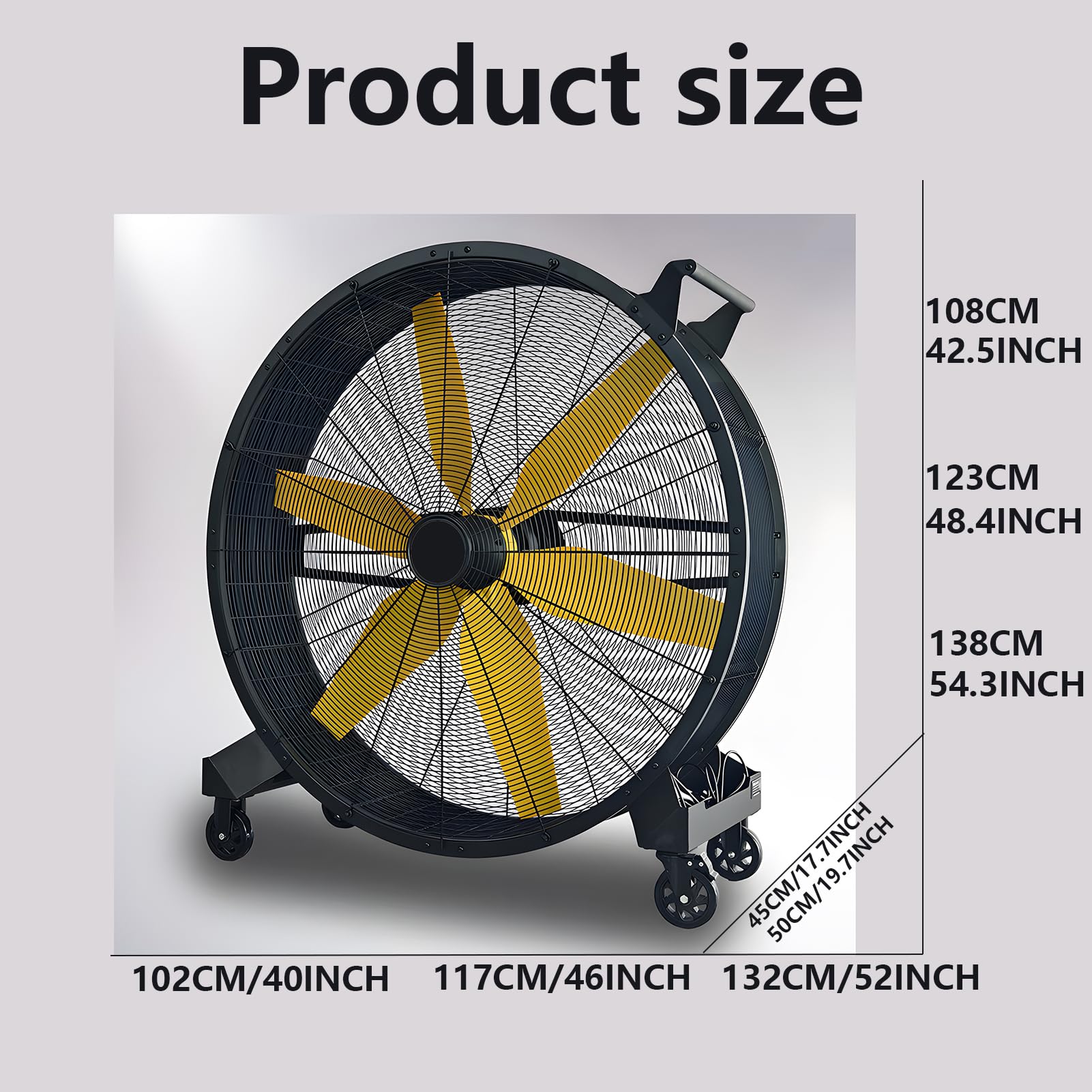 KIBONCY High Velocity Heavy Duty Metal Drum Fan, Industrial Floor Fan, With 360° Adjustable Tilt, For Commercial, Factory, Basement B