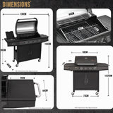 CosmoGrill Pro Deluxe 5 Gas Burner 4+1 Barbecue Grill, Steel Warming Rack, Side-Burner, Built-in Temperature Gauge for Home Garden Party Outdoor Cooking (93411)