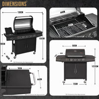 CosmoGrill Pro Deluxe 5 Gas Burner 4+1 Barbecue Grill, Steel Warming Rack, Side-Burner, Built-in Temperature Gauge for Home Garden Party Outdoor Cooking (93411)