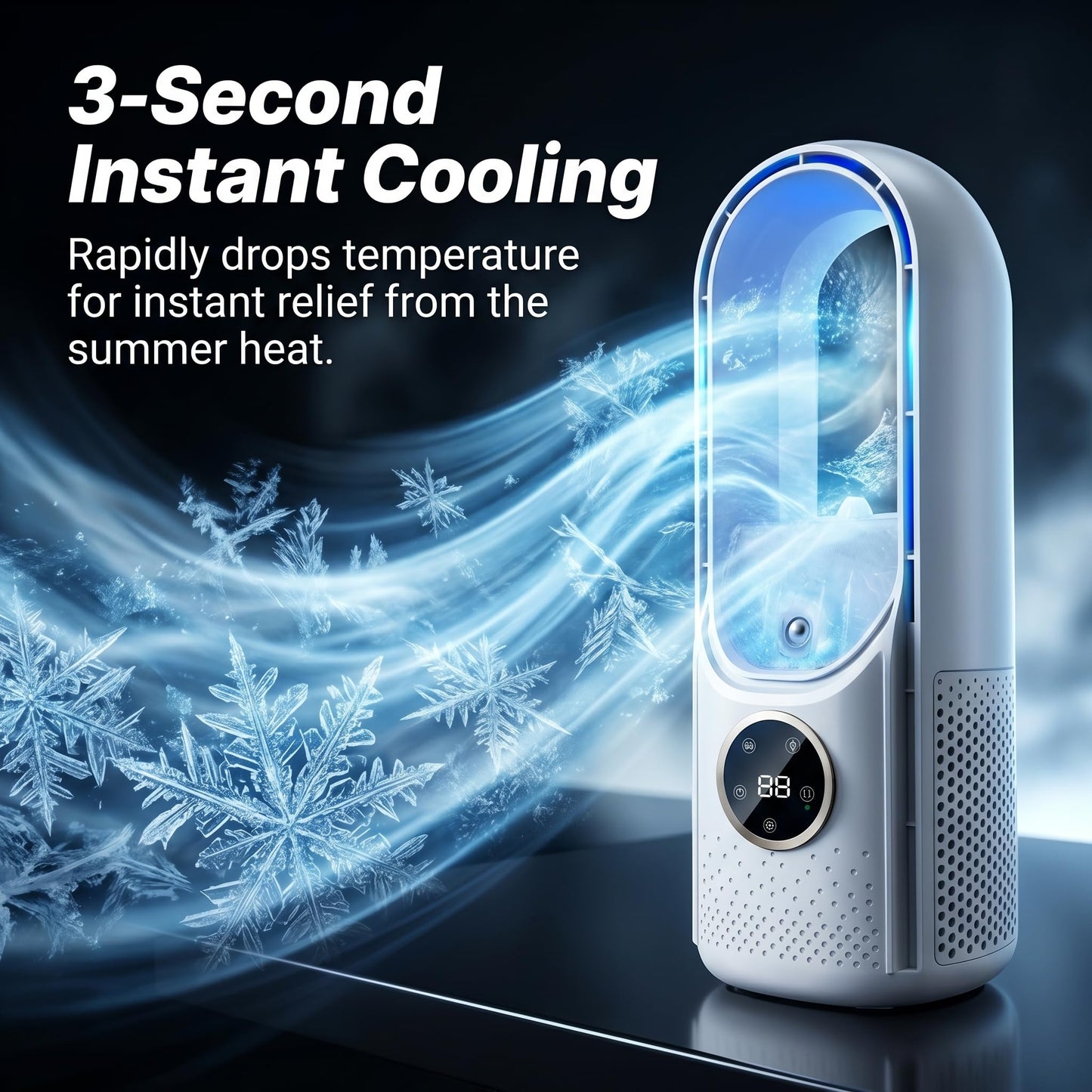 Portable Air Conditioner, Cool Air Conditioner, USB Powered Cooling Fan - 6 humidity levels and speeds for home/bedroom/office,White And Blue