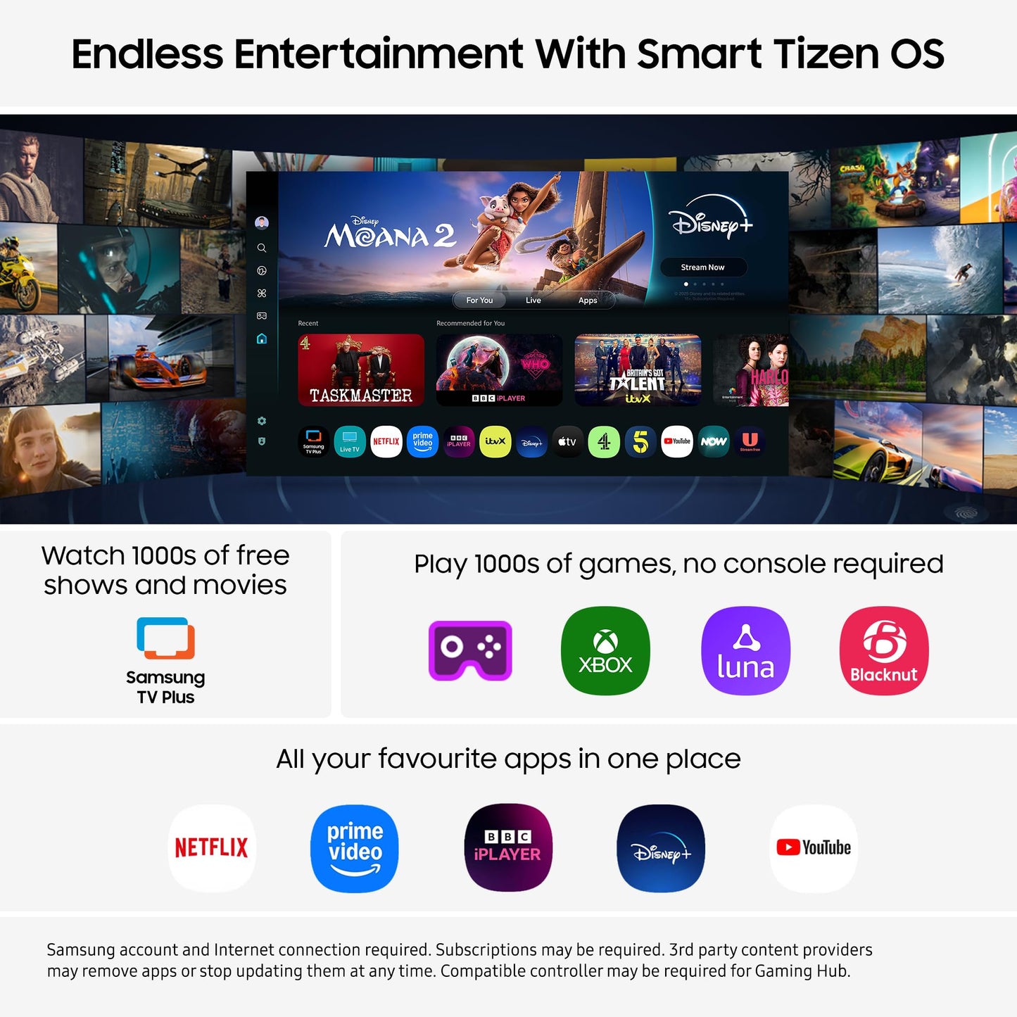 Samsung Crystal UHD 85" U7000F, Crystal Processor 4k, 4k Upscaling, Object Tracking Sound Lite, One UI Tizen, Smart TV, 2025