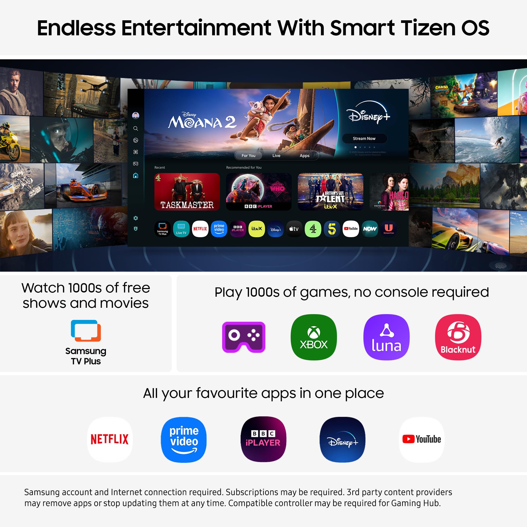 Samsung Crystal UHD 85" U7000F, Crystal Processor 4k, 4k Upscaling, Object Tracking Sound Lite, One UI Tizen, Smart TV, 2025