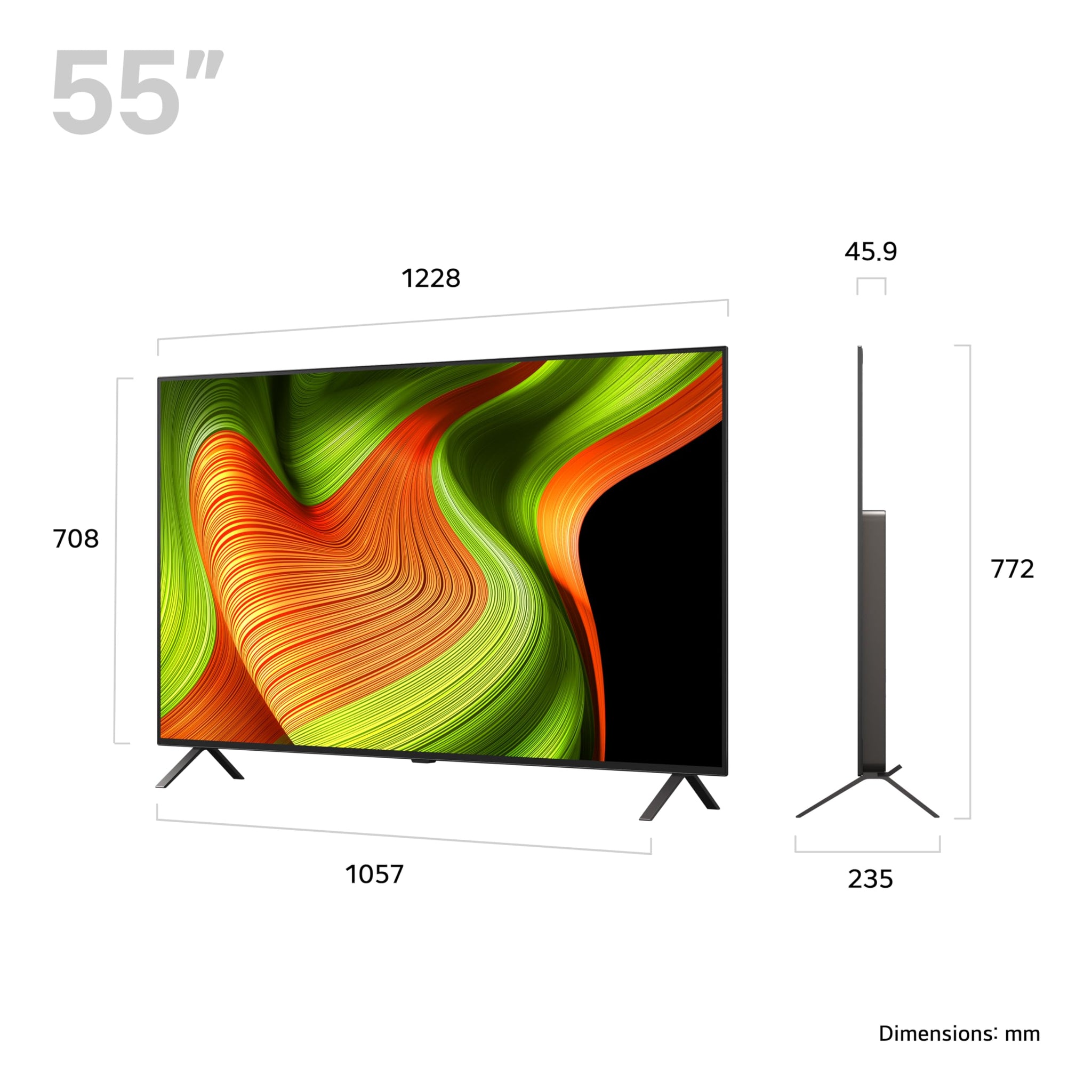 LG OLED55B56LA 55-Inch OLED 4K UHD Smart TV, B5 Series, (α8 AI Processor, Dolby Atmos, Freeview Play and Amazon Alexa, 120Hz) [Model 2025]