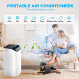 DOMANKI 14000 BTU portable air conditioner with remote control, digital display, 700 square feet range, white