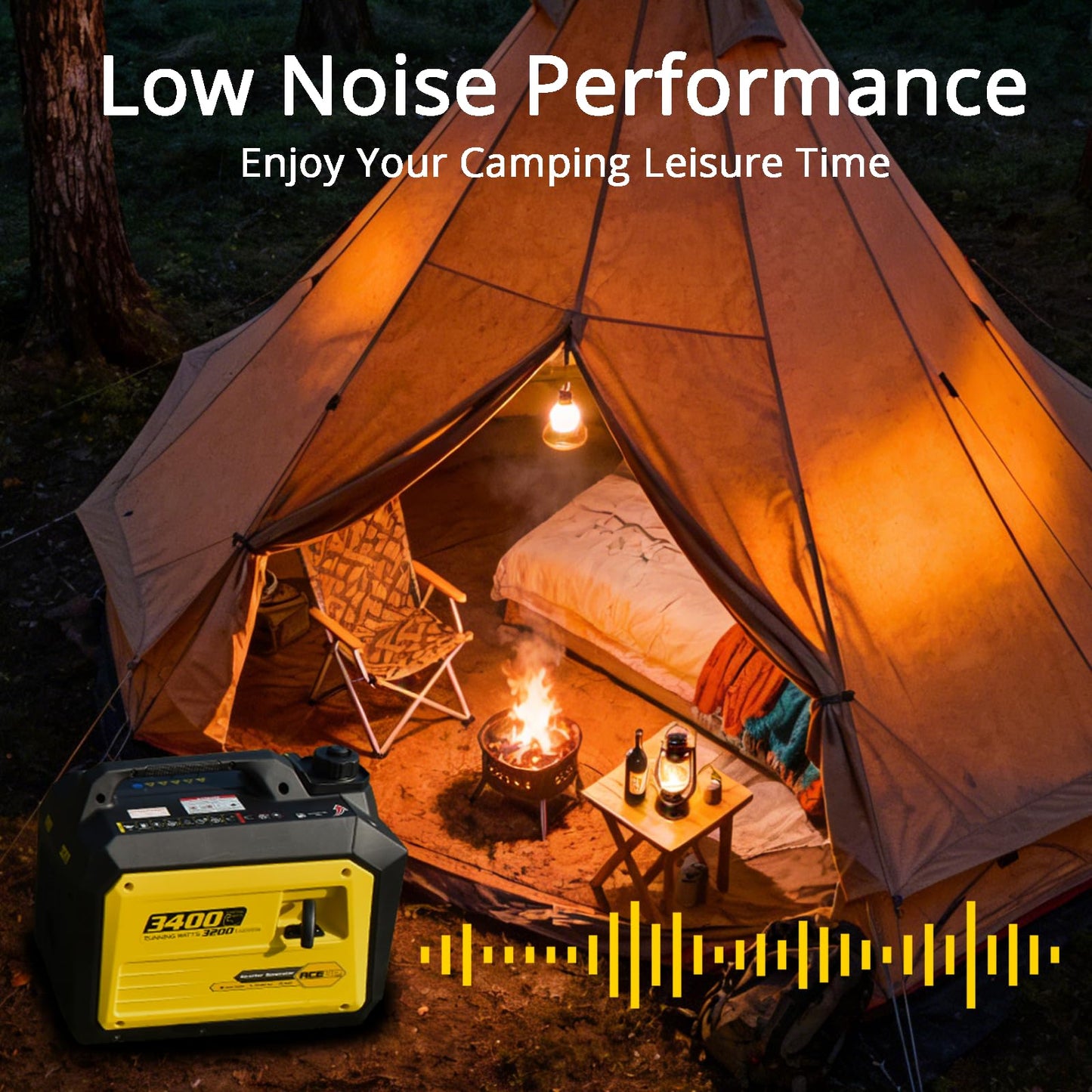 Aceup Energy 3400 Watt Generator Silent Inverter Petrol Powered Pure Sine Wave Generator Portable for Home, Camping, RV, EURO-V, CE
