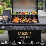 CosmoGrill Pro Deluxe 7 Gas Burner 6+1 Barbecue Grill Steel Warming Rack, Side-Burner, Built-in Temperature Gauge for Home Garden Party Outdoor Cooking (Black)