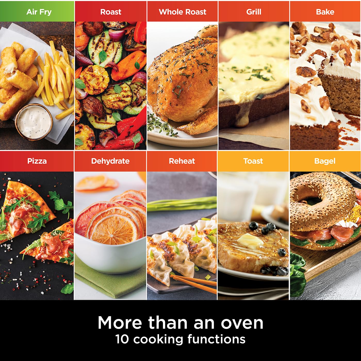 Ninja Foodi 10-in-1 Multifunction Oven, Fast Mini Oven, Countertop Oven, 10 Cooking Functions, Air Fry, Pizza, Grill, Roast, Bake, Toast, Bagel & more, Make Family-Size Meals, Silver/Black DT200UK