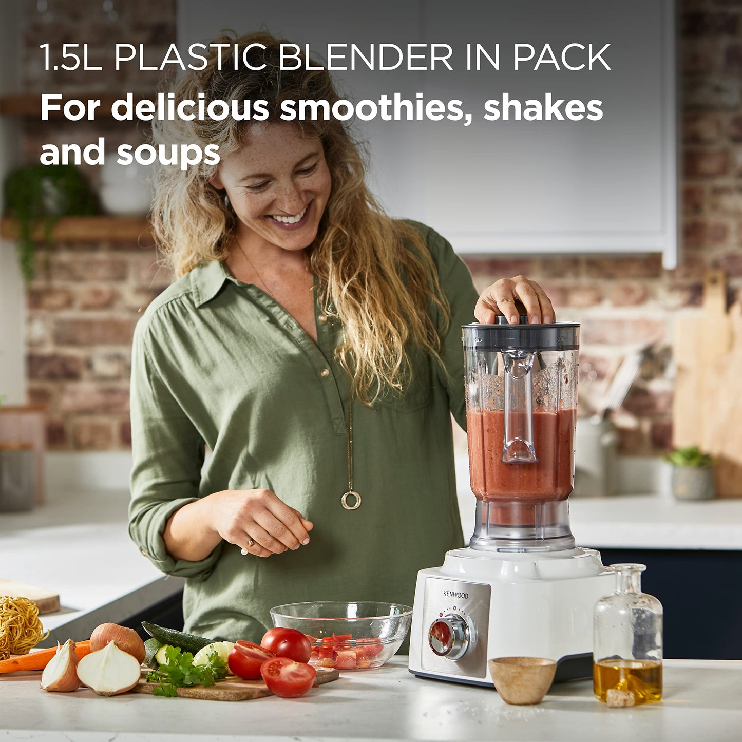 Kenwood FDP65.860WH food processor with 9 attachments. Express Serve and Dice, 1.5L Jug blender and mini chopper, White