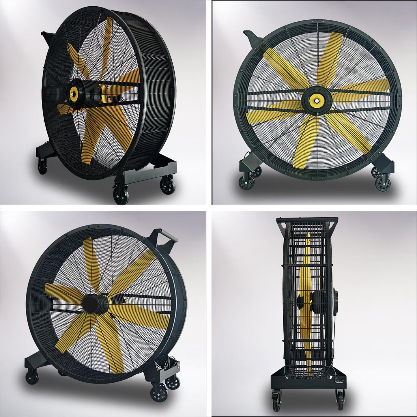 KIBONCY High Velocity Heavy Duty Metal Drum Fan, Industrial Floor Fan, With 360° Adjustable Tilt, For Commercial, Factory, Basement B