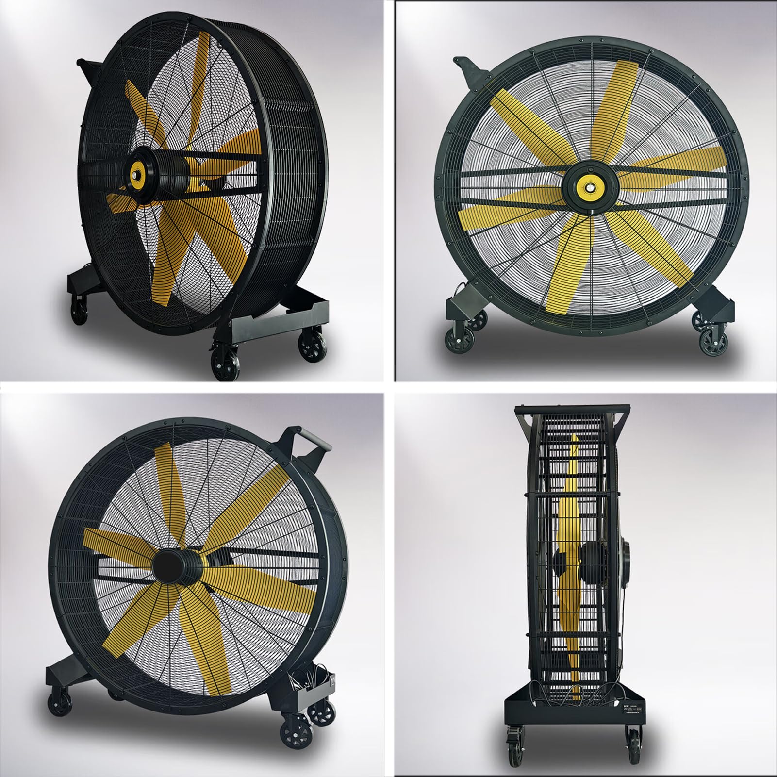 KIBONCY High Velocity Heavy Duty Metal Drum Fan, Industrial Floor Fan, With 360° Adjustable Tilt, For Commercial, Factory, Basement B