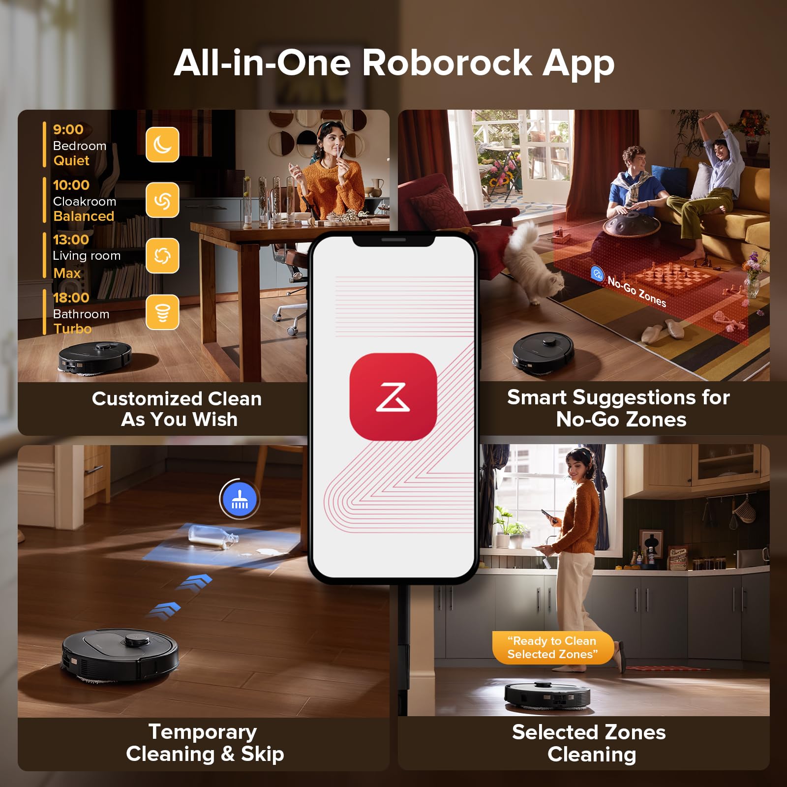 roborock Qrevo Series Robot Vacuum Cleaner with Mop, 10,000Pa Suction, Upgraded from Qrevo S, Dual Anti-Tangle Brushes, Smart Obstacle Avoidance, Auto Mop Washing&Drying, All-in-One Dock,Black(QV 35S)