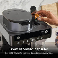 Ninja Prestige 2-in-1 Filter Coffee and Pod Capsule Machine with Built-in Milk Frother, Make Lattes, Iced Coffee and Flat Whites, Gunmetal CFN802UKGM