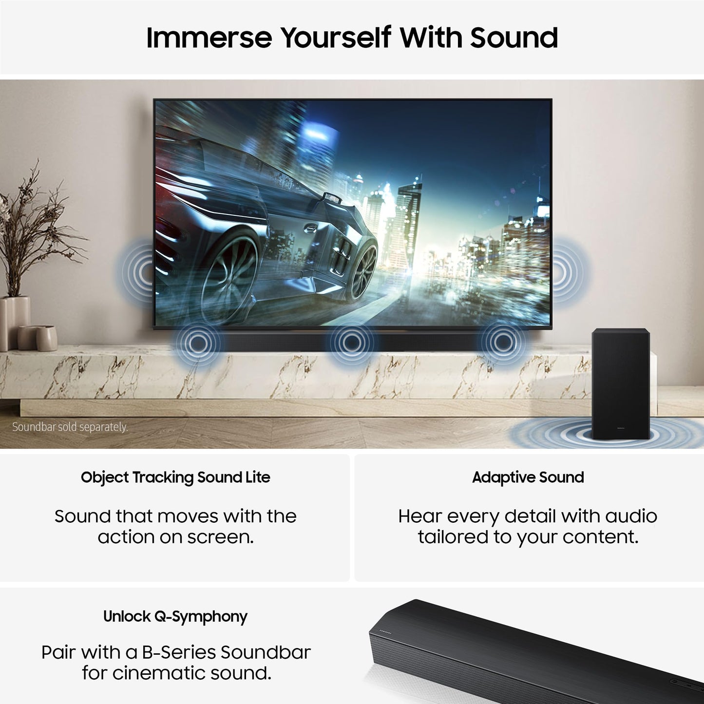 Samsung Crystal UHD 85" U7000F, Crystal Processor 4k, 4k Upscaling, Object Tracking Sound Lite, One UI Tizen, Smart TV, 2025