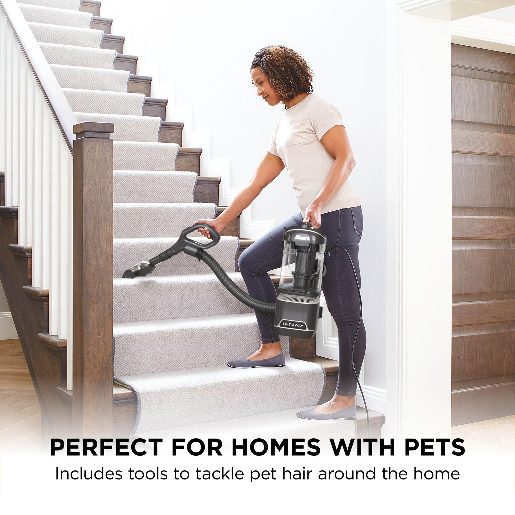 Shark Corded Upright Vacuum Cleaner 1.1L with Anti Hair Wrap Technology, Pet Model, LED Headlights, Lift-Away, Anti-Allergen, 8m Cord, 750W, 5 Attachments inc Pet Tool, Black, NZ691UKTDB