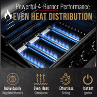 CosmoGrill Pro Deluxe 5 Gas Burner 4+1 Barbecue Grill, Steel Warming Rack, Side-Burner, Built-in Temperature Gauge for Home Garden Party Outdoor Cooking (93411)