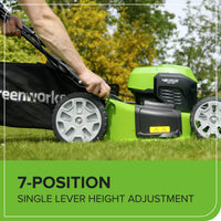 Greenworks 48V (2x24V) Self Propelled Cordless Lawnmower for Large Lawns up to 480m2, 46cm Cutting Width, 55LBag PLUS Two 4Ah Batteries and Twin Charger, 3 Year Guarantee GD24X2LM46SPK4X