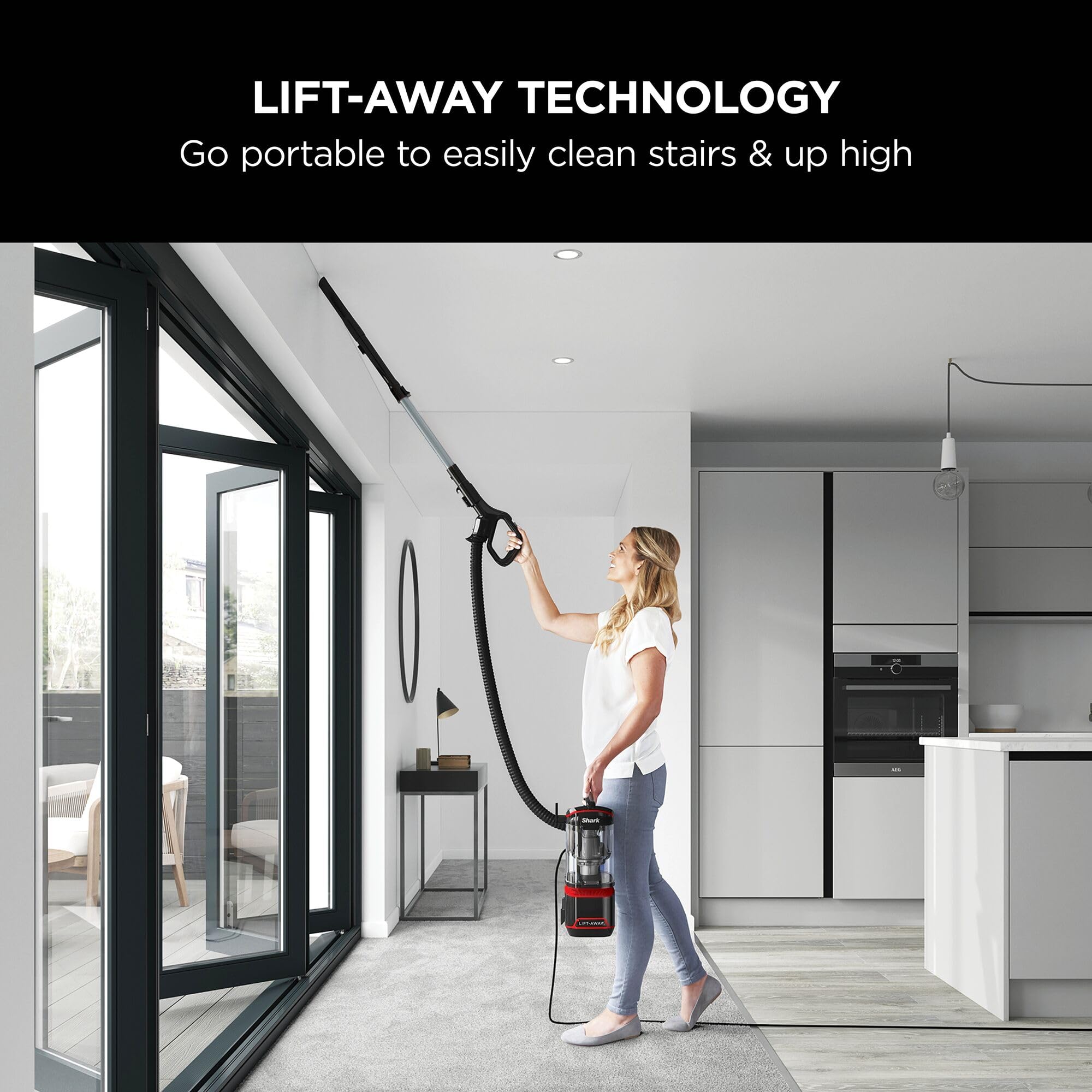 Shark Corded Upright Vacuum Cleaner 1.1L with Lift-Away Technology, Pet Model, LED Headlights, Anti-Allergen, 8m Cord, 750W, Pet, Crevice & Multi-Surface Tools, Red/Black, NV602UKT
