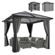 Outsunny 3 x 3(m) Hardtop Gazebo with UV Resistant Polycarbonate Roof & Aluminium Frame, Garden Pavilion with Mosquito Netting and Curtains Black