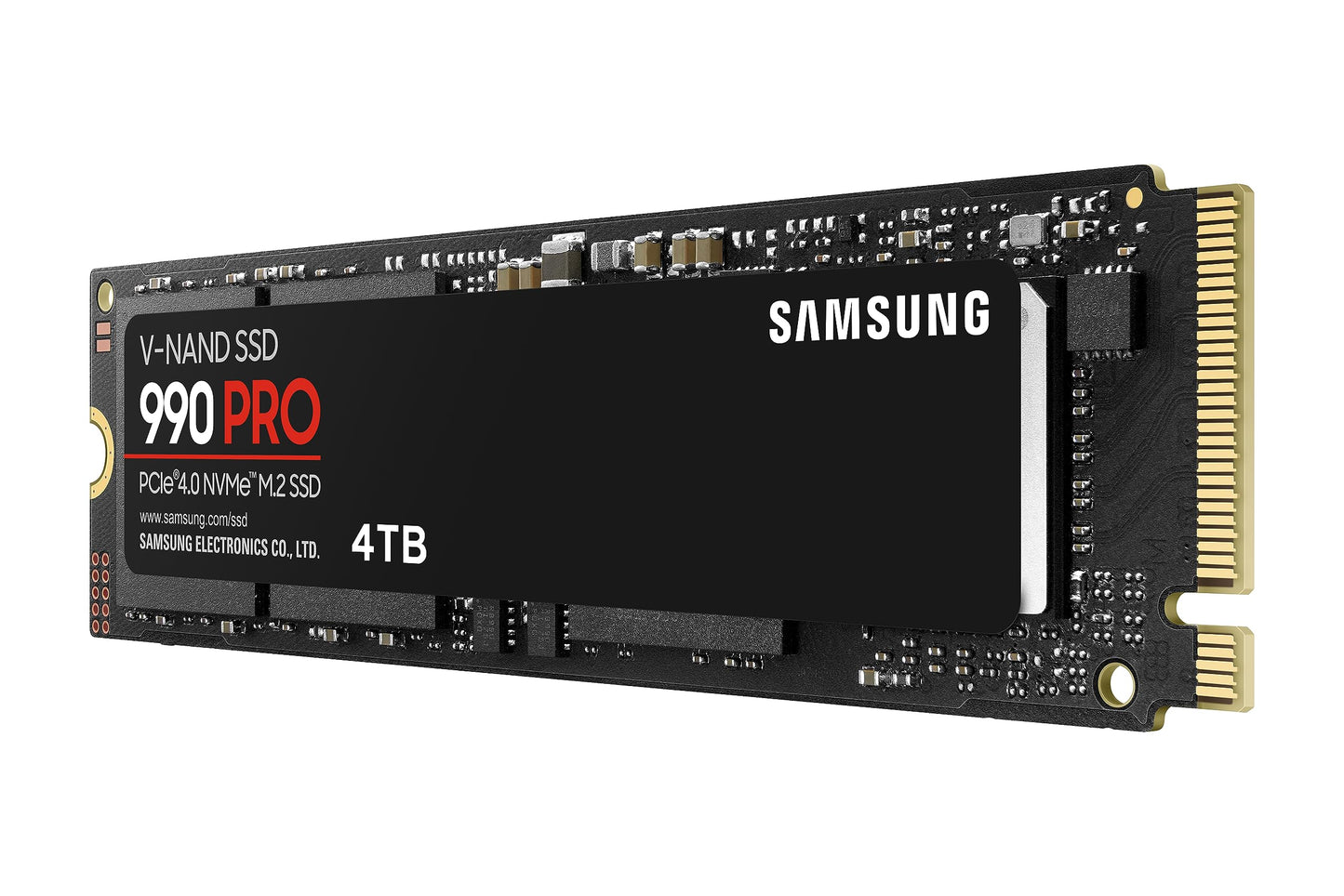 Samsung 990 PRO NVMe M.2 SSD, 4 TB, PCIe 4.0, 7,450 MB/s read, 6,900 MB/s write, Internal SSD, For gaming and video editing, MZ-V9P4T0BW