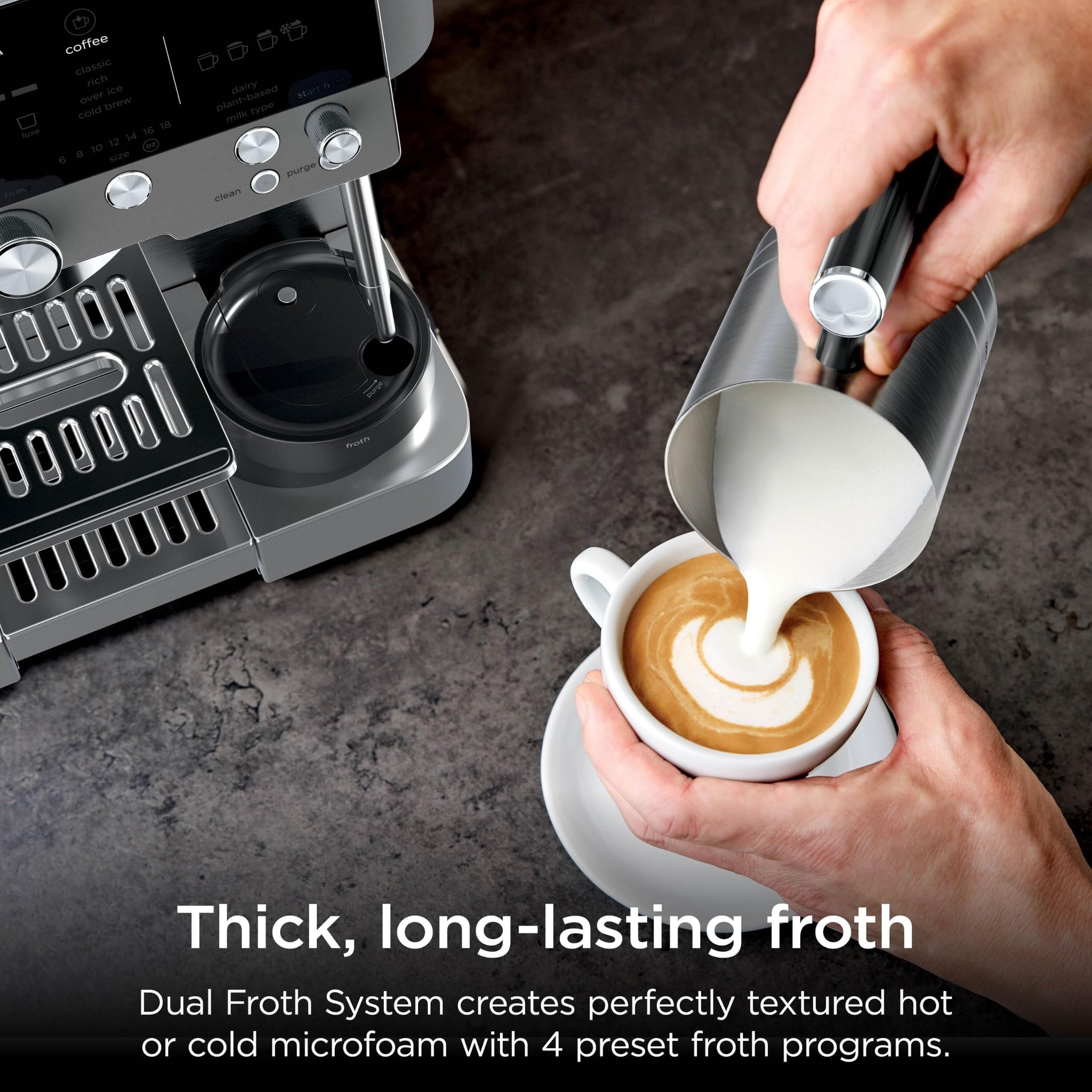 Ninja Luxe Premier 3-in-1 Coffee Machine, Latte, Cappuccino, Cold Brew & Espresso Maker With Built in Bean Grinder & Milk Frother, Easy to Use, 4 Automated Froth Presets, Gun Metal ES601UKGM