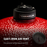 Kamado Joe KJ23RH Classic I Smoker BBQ, Outdoor Charcoal Barbecue Grill In Red With Cast Iron Cart, Heat Deflectors And Ash Tool, 18 Inch