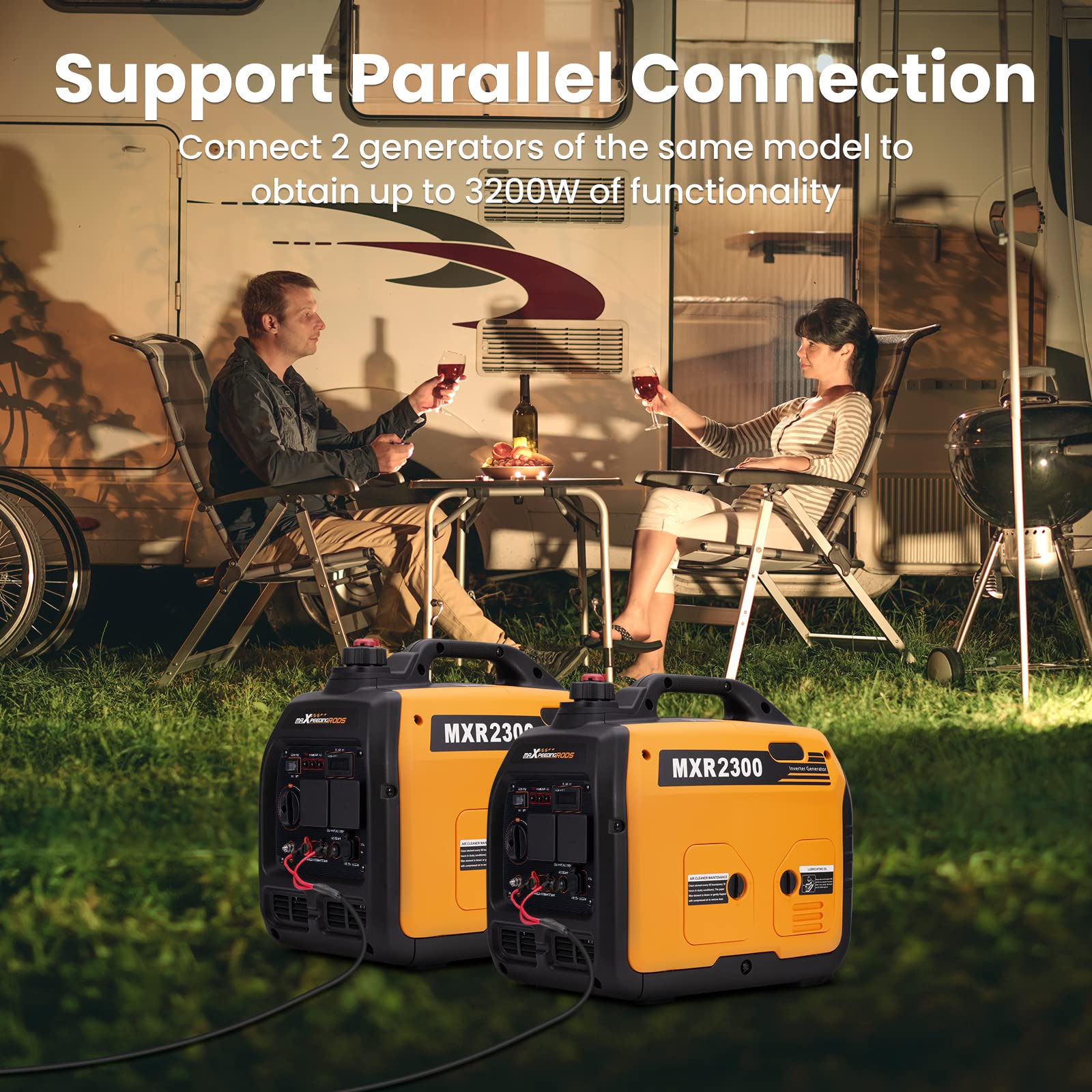 maXpeedingrods 2300W Portable Inverter Generator 4 Stroke Silent Pure Sine Wave Generator for Camping, Caravan, Motorhome