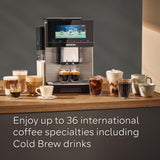 SIEMENS EQ900 Plus Fully Automatic Bean to Cup Coffee Machine, 6.8" Touch Screen Display, Auto Descaling/Cleaning, dual bean containers, baristaMode, beanIdent System, Home Connect, TQ907GZ3