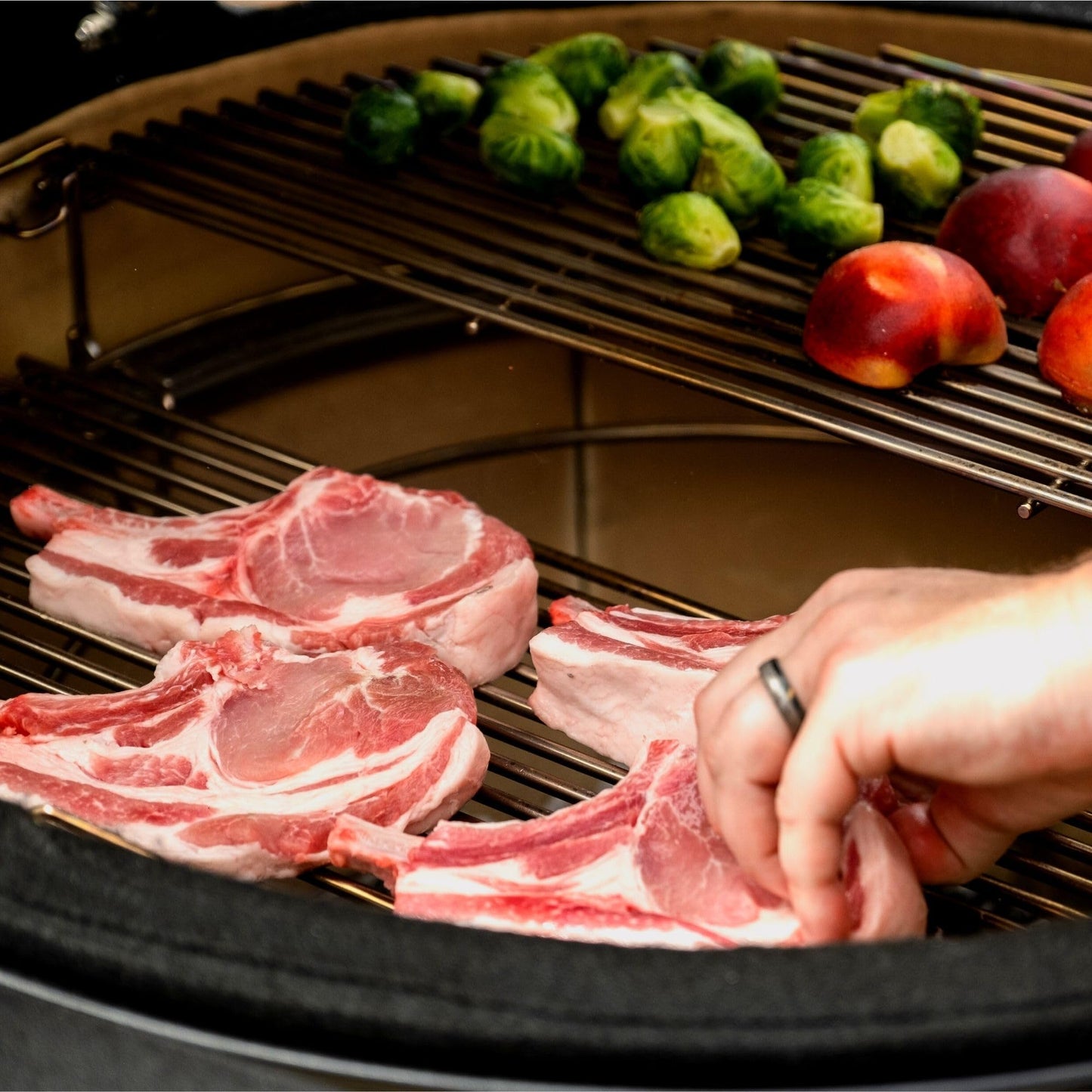 Kamado Joe KJ23RH Classic I Smoker BBQ, Outdoor Charcoal Barbecue Grill In Red With Cast Iron Cart, Heat Deflectors And Ash Tool, 18 Inch