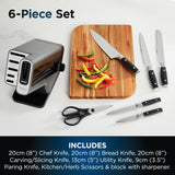 Ninja Foodi StaySharp Knife Block with Integrated Sharpener 5 Knives and Scissors (1 pair), Sharp 6-Piece Knife Set Chef, Bread, Slicing, Utility, Paring Knives & Scissors, Stainless Steel, K32006UK