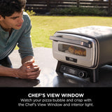 Ninja Artisan Electric Outdoor Pizza Oven & Air Fryer, 4 Functions: Pizza, Air Fry, Bake & Prove, 5 Pizza Settings, Includes 12-inch Pizza Stone, Pizza Peel, Baking Tray & Air Fry Basket, Grey MO201UK