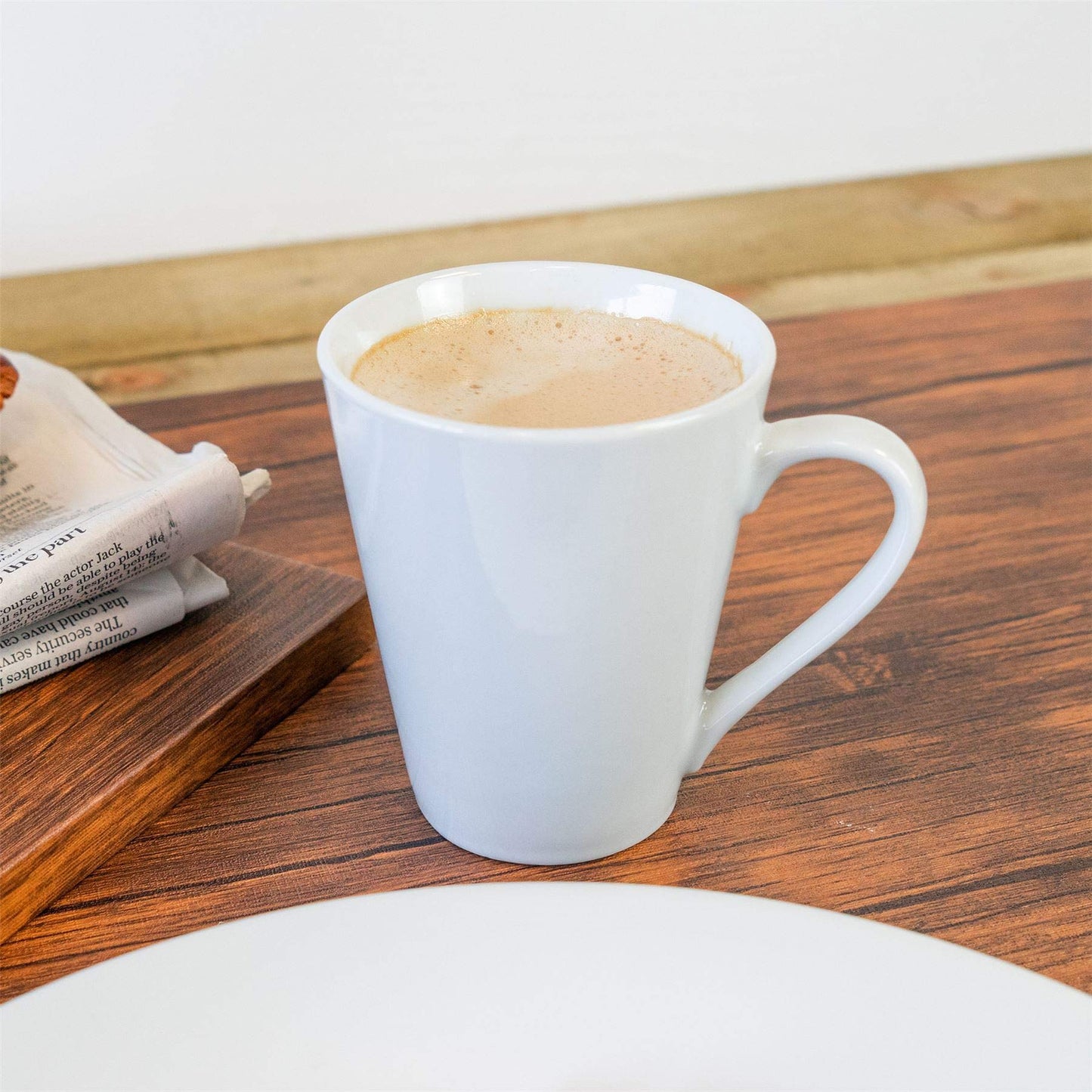 Argon Tableware White Coffee Mug Set of 6-285ml Premium Porcelain Cups - Durable Dishwasher Safe Mugs for Latte, Cappuccino, Tea, Hot Chocolate and Everyday Hot Drinkware at Home or Office