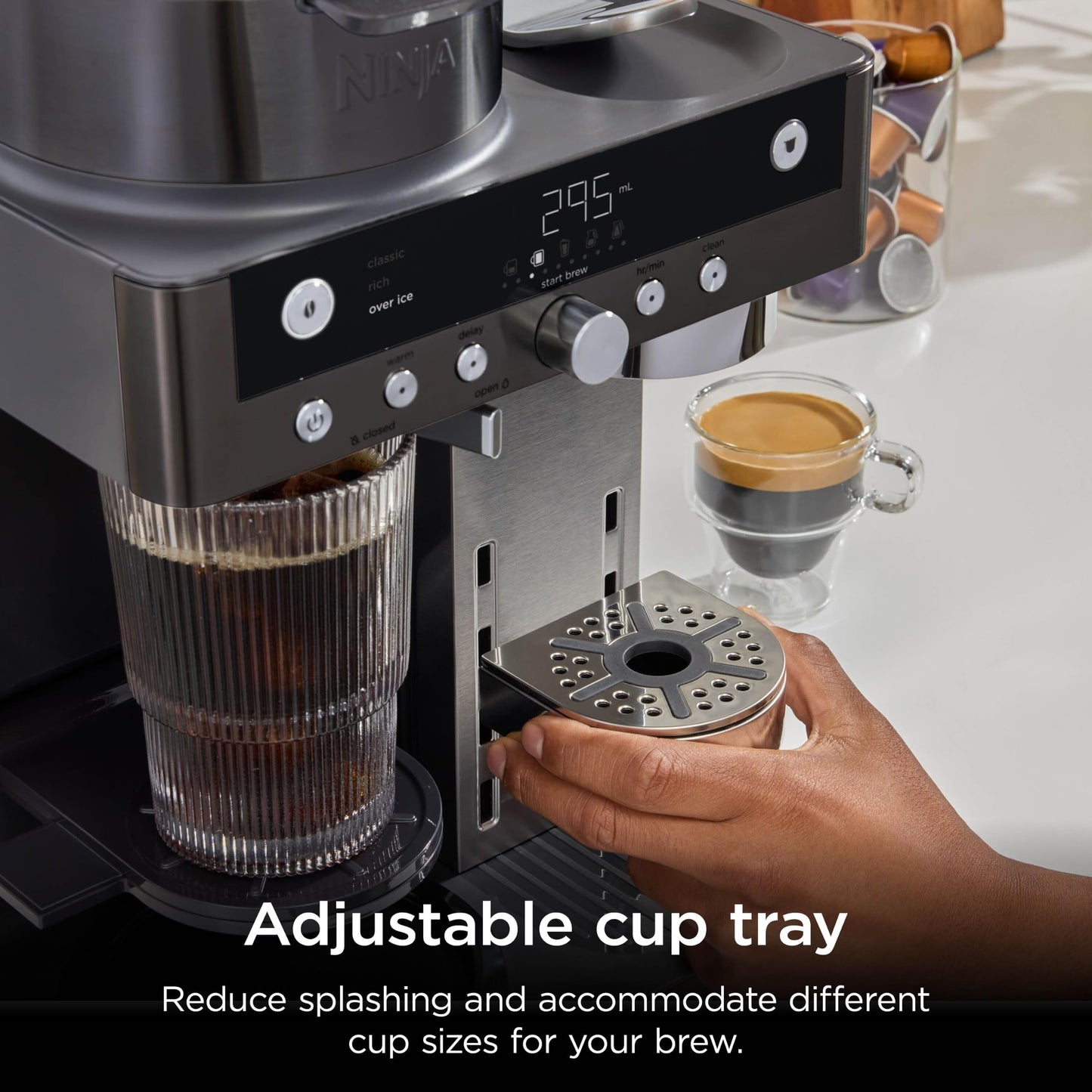 Ninja Prestige 2-in-1 Filter Coffee and Pod Capsule Machine with Built-in Milk Frother, Make Lattes, Iced Coffee and Flat Whites, Gunmetal CFN802UKGM