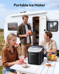 EUHOMY Ice Maker Machine Countertop Ice Cube Maker, Self-Cleaning Function,9 Cubes in 6 Mins,Portable Ice Cube Maker Machines with Ice Scoop & Basket for Home/Kitchen/Office/Bar, Black