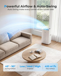 LEENON 14000 BTU Air Conditioning Unit, Portable Air Conditioner, Powerful 4-in-1 AC Unit Dehumidifier Fan & Sleep Mode, Aircon Unit with 24H Timer,Auto-Swing, Remote Control, Exhaust Hose