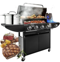 Campfire Original Barbecue BBQ 5 Gas Burner 4+1 Garden Grill, Steel Warming Rack, Side-Burner, Storage & Built-in Temperature Gauge for Home Garden Party Outdoor Cooking