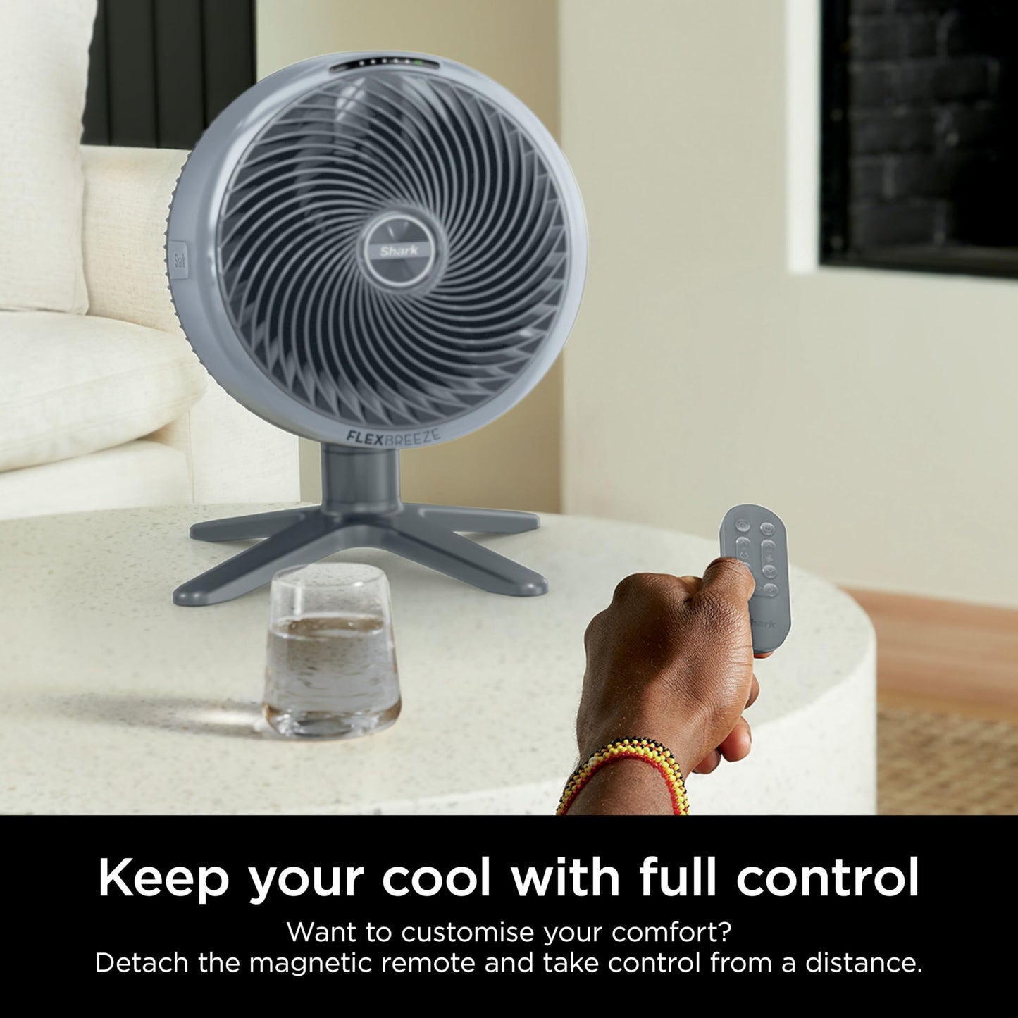 Shark FlexBreeze TableMate Cordless Fan, High-Velocity, Indoor & Outdoor Use, 20m Cooling Reach, Quiet & Portable, Weather-Resistant, 5 Speeds, Oscillating, Remote Control, FA150UK