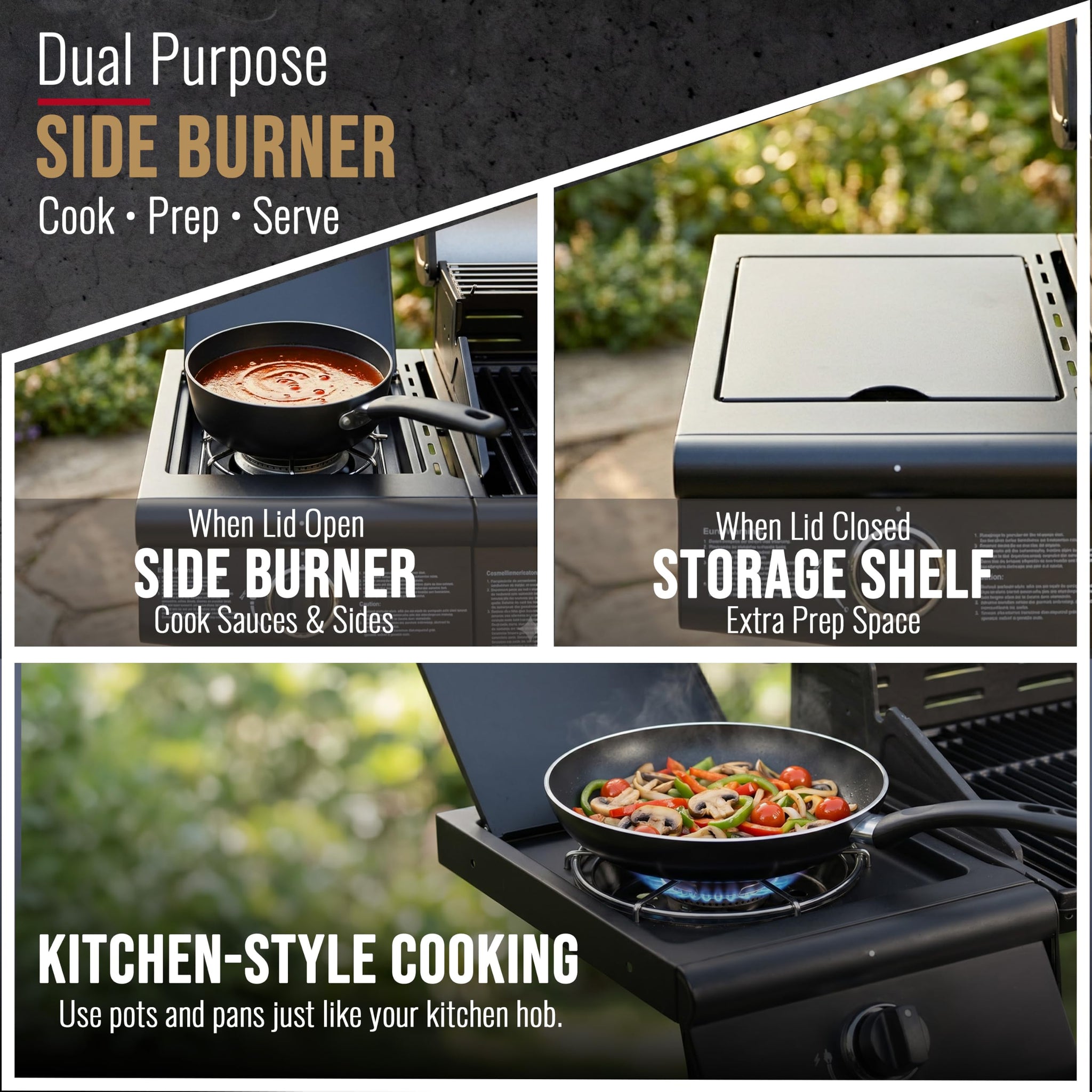 CosmoGrill Pro Deluxe 5 Gas Burner 4+1 Barbecue Grill, Steel Warming Rack, Side-Burner, Built-in Temperature Gauge for Home Garden Party Outdoor Cooking (93411)